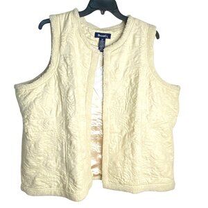 Denim & Co. NWT Womens Quilted Lined Ivory Polyester Sleeveless Vest  Size 3X
